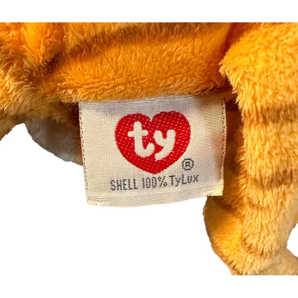 TY Pluffies PURRZ the Cat Orange Stripe Tiger Plush Stuffed Beanie 2003 Baby 10” - Picture 5 of 5